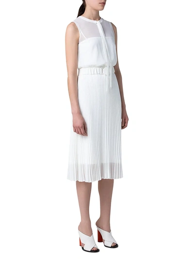 Shop Akris Punto Sleeveless Crepe Plissé Dress In Cream