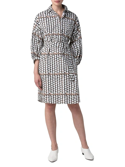 Shop Akris Punto Parasol-print Poplin Shirtdress In Cream Light Taupe