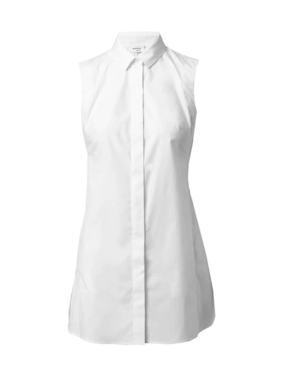 Shop Akris Punto Sleeveless Poplin Collar Shirt In Cream