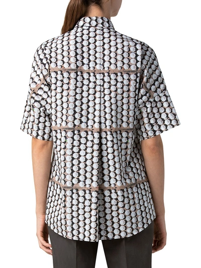 Shop Akris Punto Parasol-print Collared Short-sleeve Shirt In Cream Light Taupe