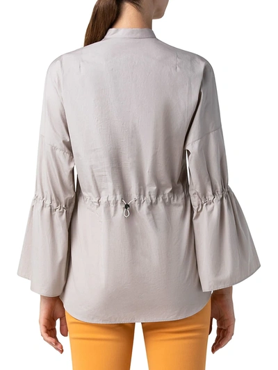 Shop Akris Punto Drawstring Trimmed Poplin Tunic Blouse In Light Taupe