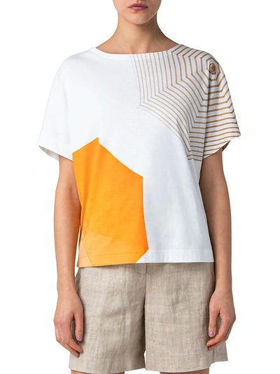 Shop Akris Punto Parasol-print Boxy T-shirt In Sunshine Pop Cream Sand