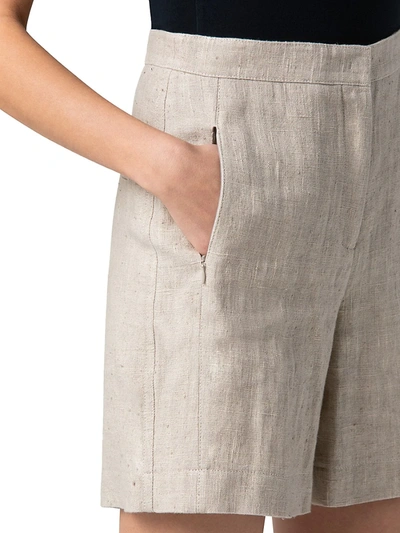 Shop Akris Punto Women's Washed Raw Linen Long Shorts In Sand