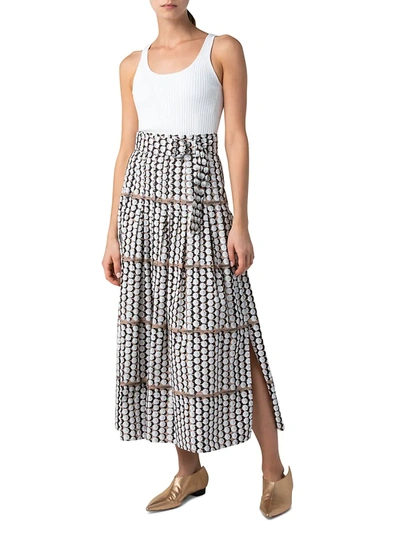 Shop Akris Punto Women's Parasol-print Pleated A-line Midi Skirt In Cream Light Taupe