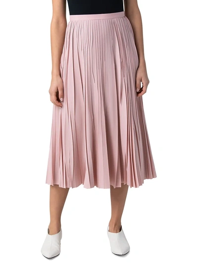 Shop Akris Punto Crushed Sunray Plissé Midi Skirt In Soft Pink