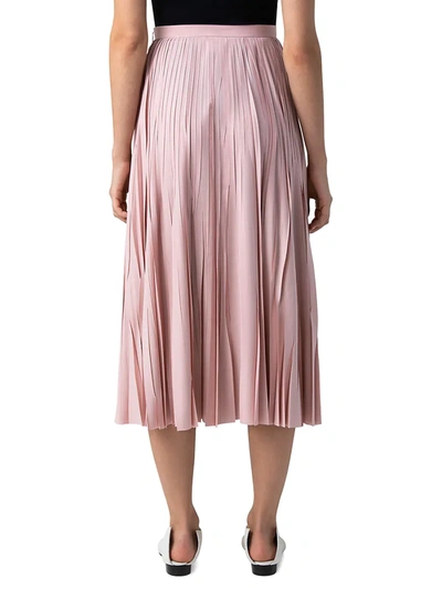 Shop Akris Punto Crushed Sunray Plissé Midi Skirt In Soft Pink