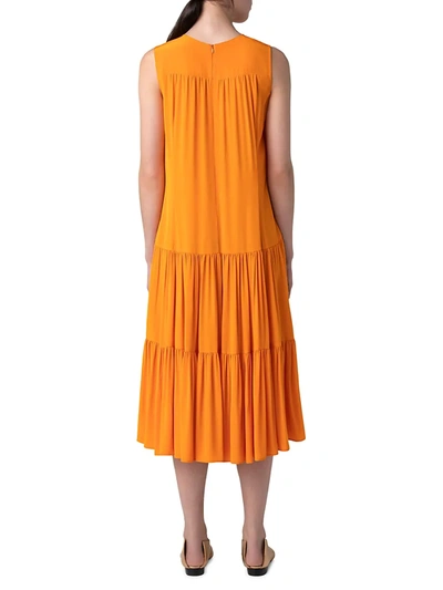 Shop Akris Punto Tiered Silk-blend Midi Dress In Sunshine Pop