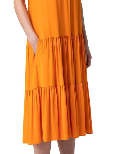 Shop Akris Punto Tiered Silk-blend Midi Dress In Sunshine Pop