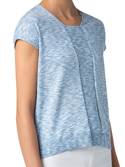 Shop Akris Punto Knit Mélange Cap-sleeve Top In Sun Bleached Denim