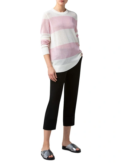 Shop Akris Punto Responsible Merino Wool Striped Knit Sweater In Cream Soft Pink