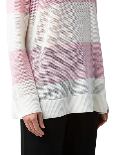 Shop Akris Punto Responsible Merino Wool Striped Knit Sweater In Cream Soft Pink