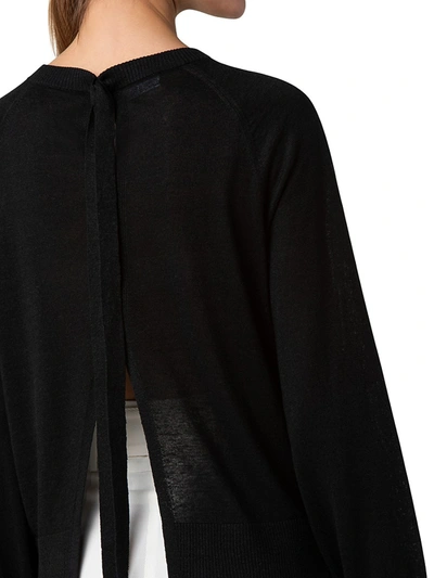 Shop Akris Punto Full-sleeve Linen-blend Knit Sweater In Black