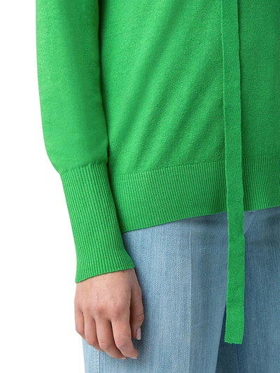Shop Akris Punto Linen-blend Tieneck Knit Sweater In Green