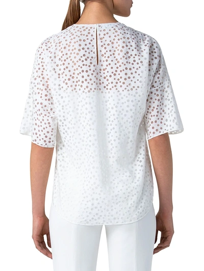 Shop Akris Punto Devor Organza Dot Short-sleeve Blouse In Cream