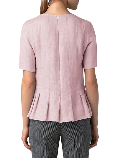 Shop Akris Punto Washed Peplum Panel Top In Soft Pink