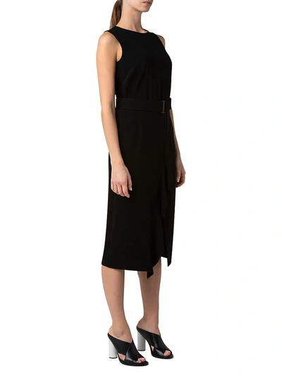 Shop Akris Punto Asymmetric Ruffle Belted Midi Dress In Black