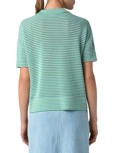 Shop Akris Punto Responsible Sun Bleached Knit Short-sleeve Top In Sun Bleached Denim Green