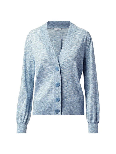 Shop Akris Punto Mélange V-neck Cardigan In Sun Bleached Denim