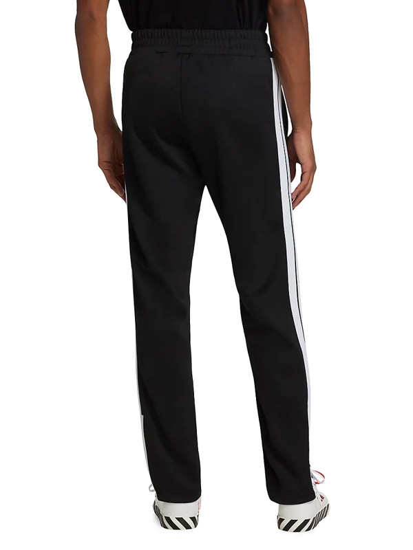 Palm Angels Men's Fleece Side-stripe Track Pants In Black White | ModeSens