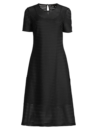 Shop Donna Karan Ottoman Shadow Stripe Dress In Black