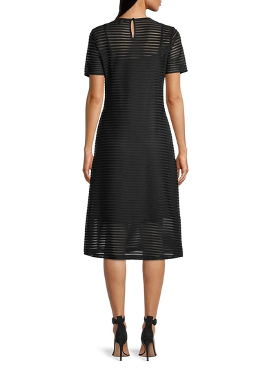 Shop Donna Karan Ottoman Shadow Stripe Dress In Black