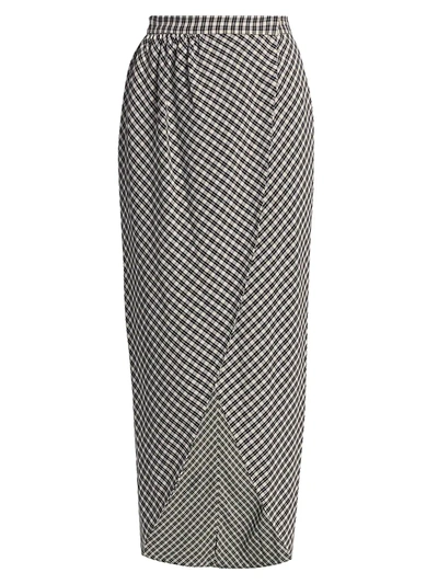 Shop Altuzarra Zinnia Printed Wrap Skirt In Ivory Black Check