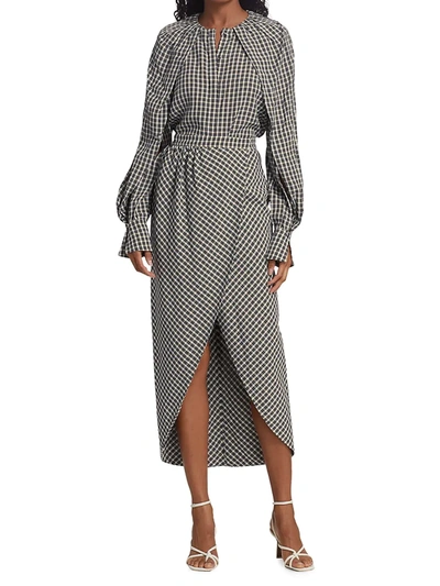 Shop Altuzarra Zinnia Printed Wrap Skirt In Ivory Black Check