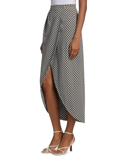 Shop Altuzarra Zinnia Printed Wrap Skirt In Ivory Black Check