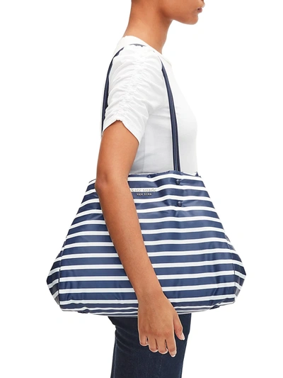Shop Kate Spade Large Everything Padded Stripe Tote In Squid Ink