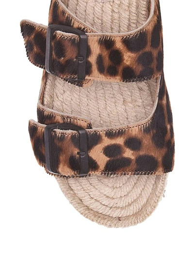 Shop Manebi Women's Nordic Leopard-print Calf Hair Espadrille Slides