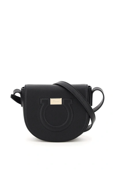 Shop Ferragamo Small Gancini Crossbody Bag In Black