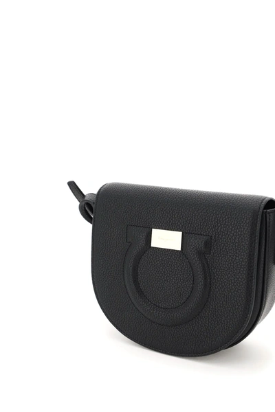 Shop Ferragamo Small Gancini Crossbody Bag In Black