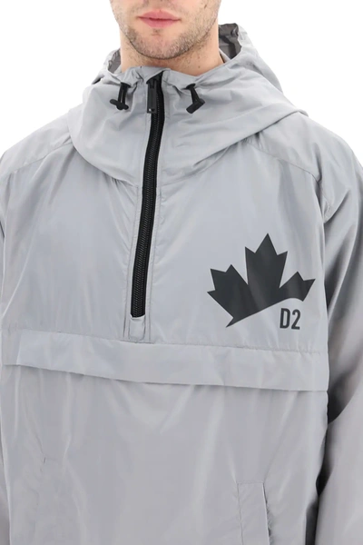 Shop Dsquared2 Anorak D2 Leaf Logo In Grey,silver