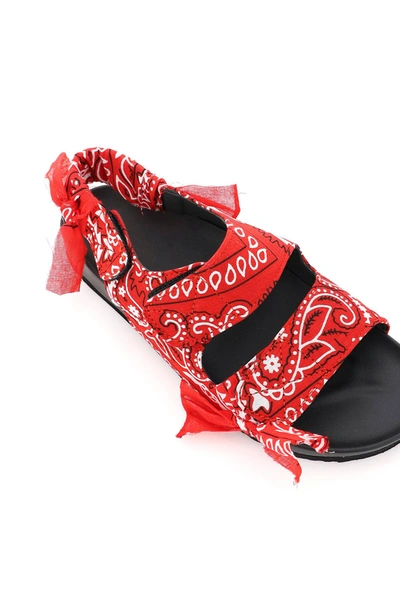 Shop Arizona Love Apache Bandana Sandals In Red/white/black