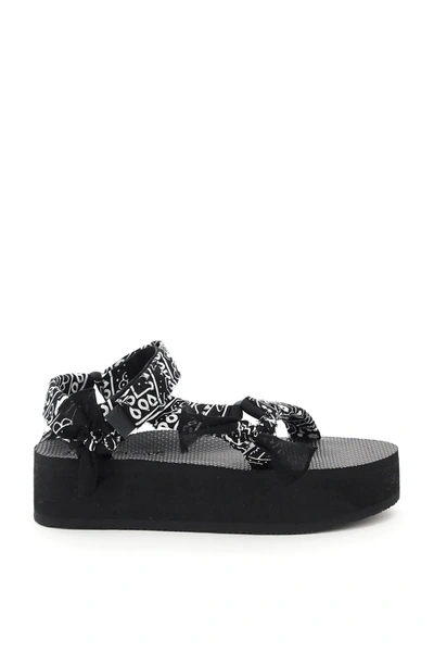 Shop Arizona Love Trekky Platform Bandana Sandals In Black,white