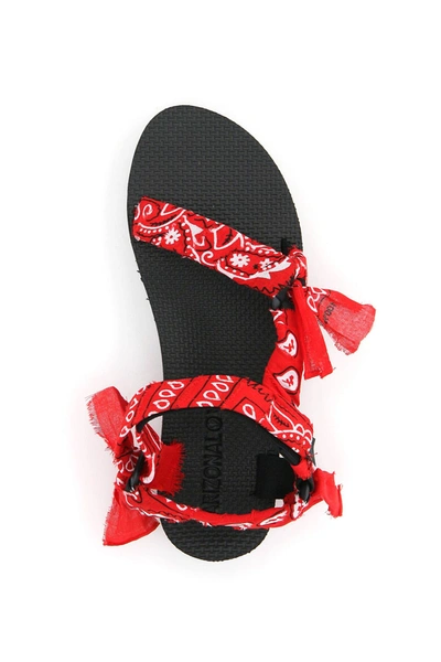 Shop Arizona Love Trekky Platform Bandana Sandals In Red,white,black