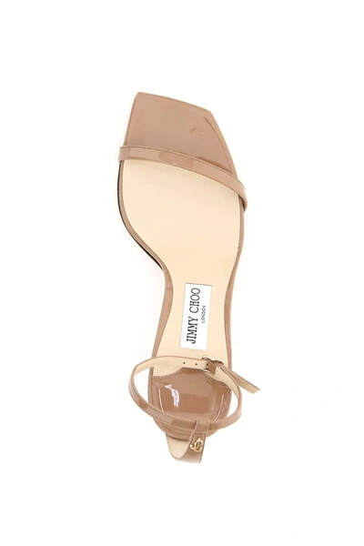 Shop Jimmy Choo Marin 90 Patent Leather Sandals In Pink,brown