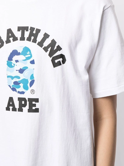 Shop A Bathing Ape Abc College Logo-print Cotton T-shirt In White