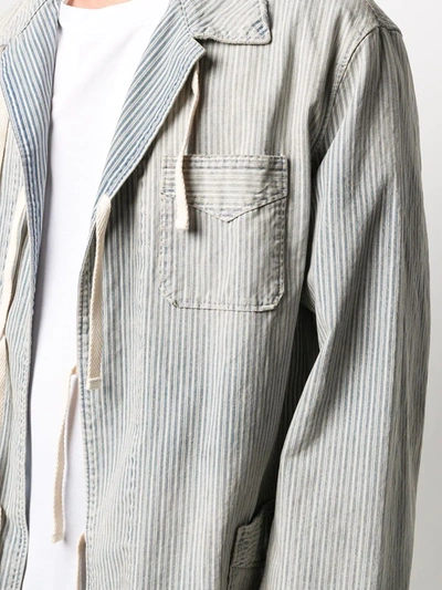 Shop Maison Margiela Tie-front Corduroy Shirt-jacket In Blue