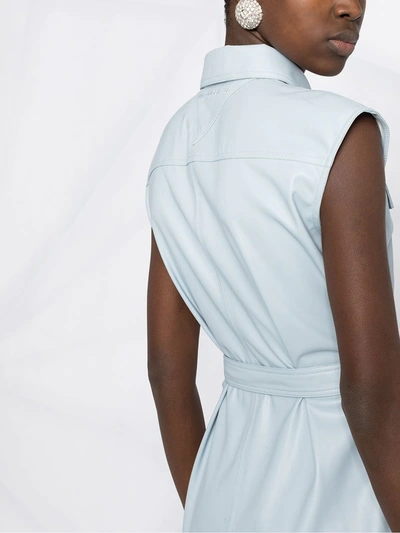 Shop Karl Lagerfeld Belted Sleeveless Mini Dress In Blue