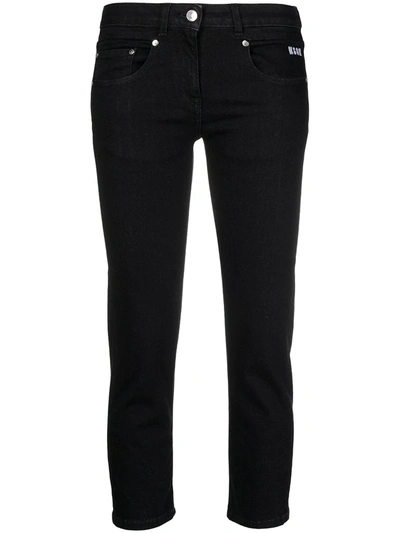 Shop Msgm Cropped Skinny Jeans In Black
