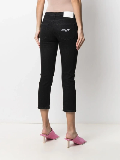 Shop Msgm Cropped Skinny Jeans In Black