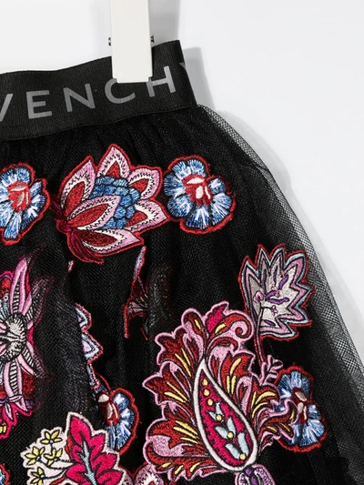 Shop Givenchy Floral-embroidered Tutu Skirt In Black
