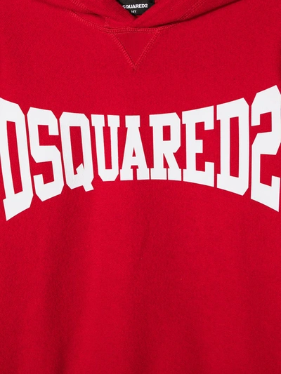 Shop Dsquared2 Teen Logo-print Hoodie In Red