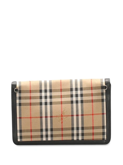 Pre-owned Burberry House Check Clutch Bag In Neutrals