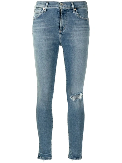 Shop Citizens Of Humanity Cropped Skinny Cut Jeans In Blue