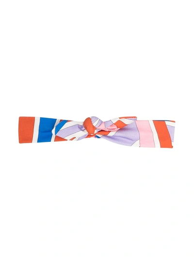 Shop Emilio Pucci Junior Knot Stripe Print Hairband In Orange