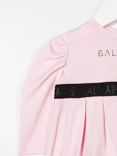 Shop Balmain Crystal Embellished Bodysuit In Pink