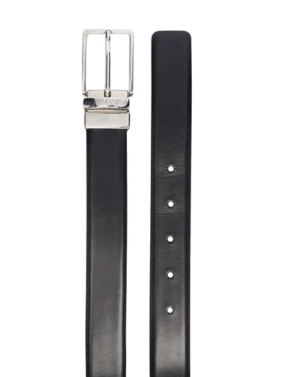 Shop Emporio Armani Reversible Faux-leather Belt In Black