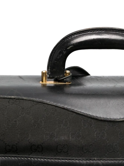 Pre-owned Gucci 1970s Sylvie Web Monogram Travel Bag In Black